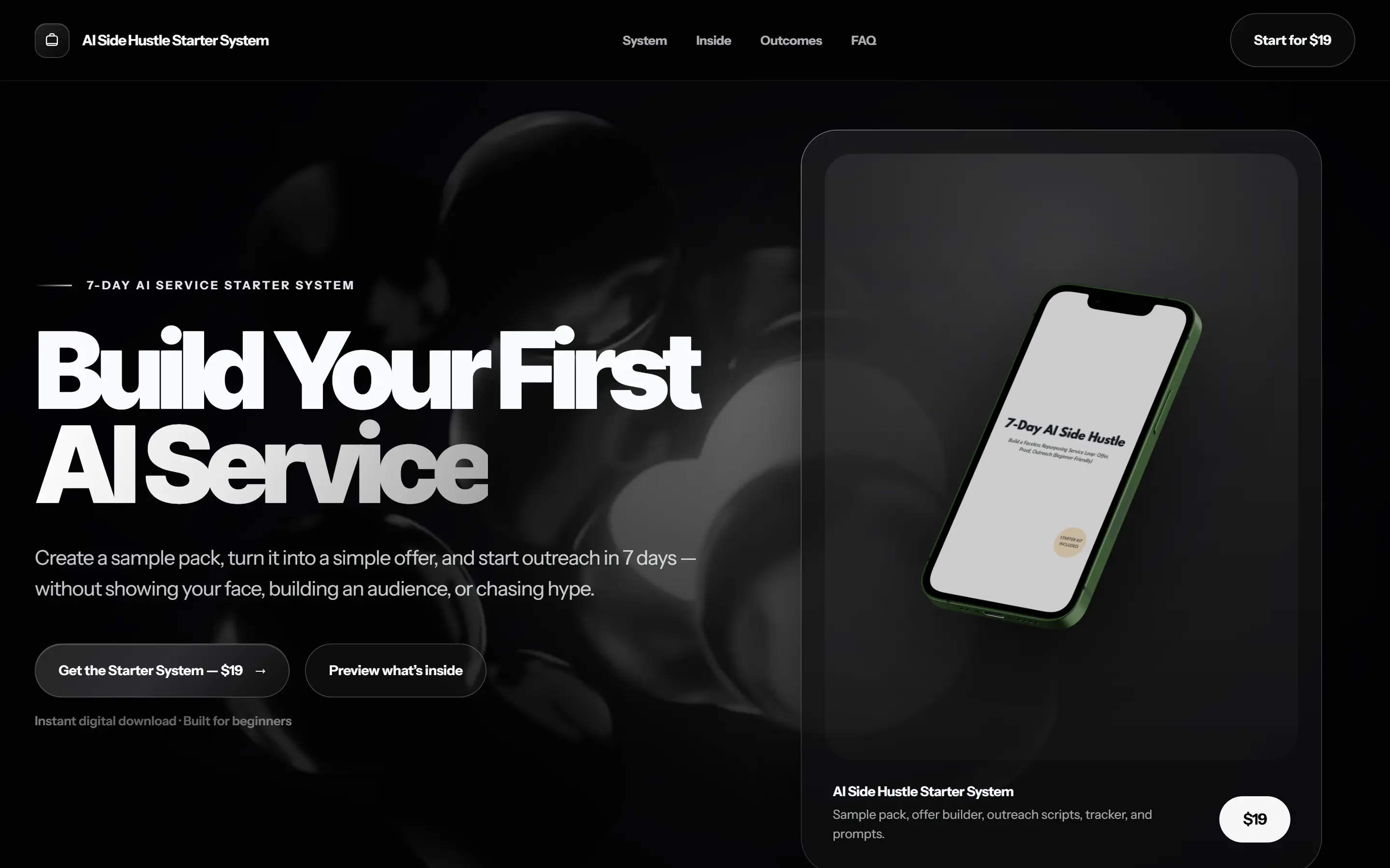 AI Side Hustle Starter System — Tuotesivu